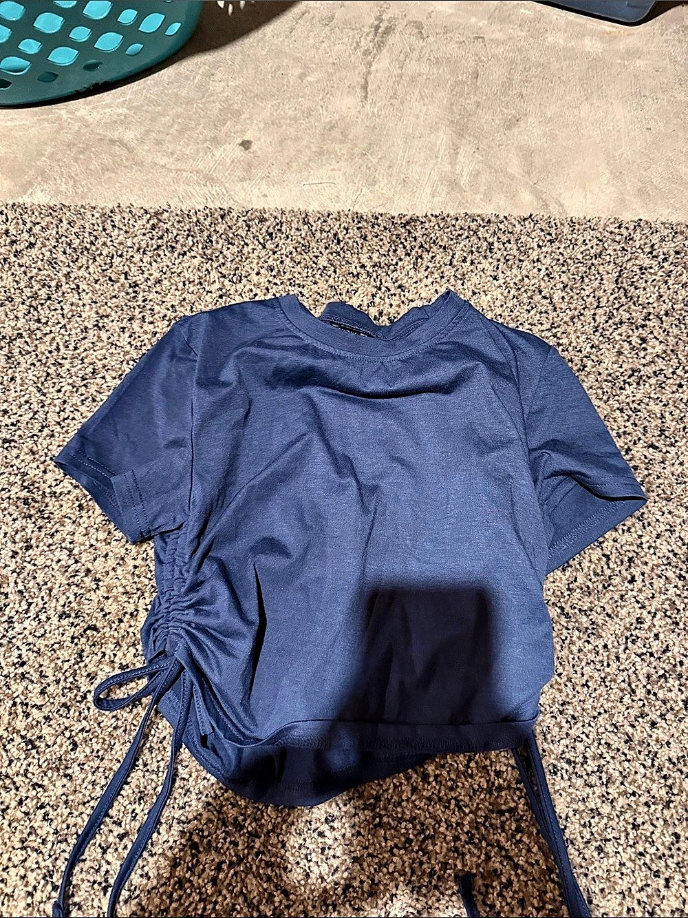 SHEIN SXY Drawstring Ruched Crop Tee Blue Medium